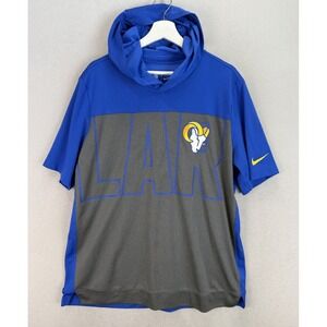 Los Angeles Rams Mens L Nike Heathered Charcoal Royal Performance Hoodie T-Shirt